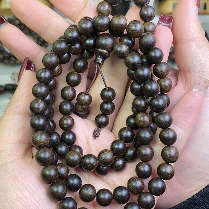 沉香手串大*越南芽庄白棋楠玉化沉水