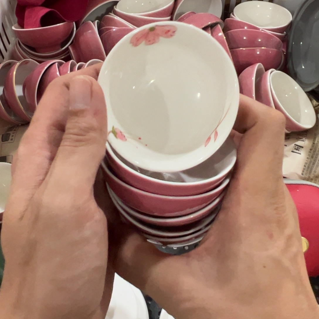 6个手绘釉下彩椭圆杯！