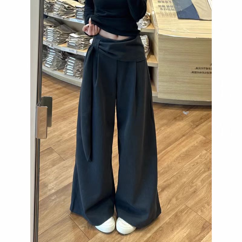 （炸福利）冬款毛呢料韩系设计感遮肚显瘦纯色女裤休闲25981