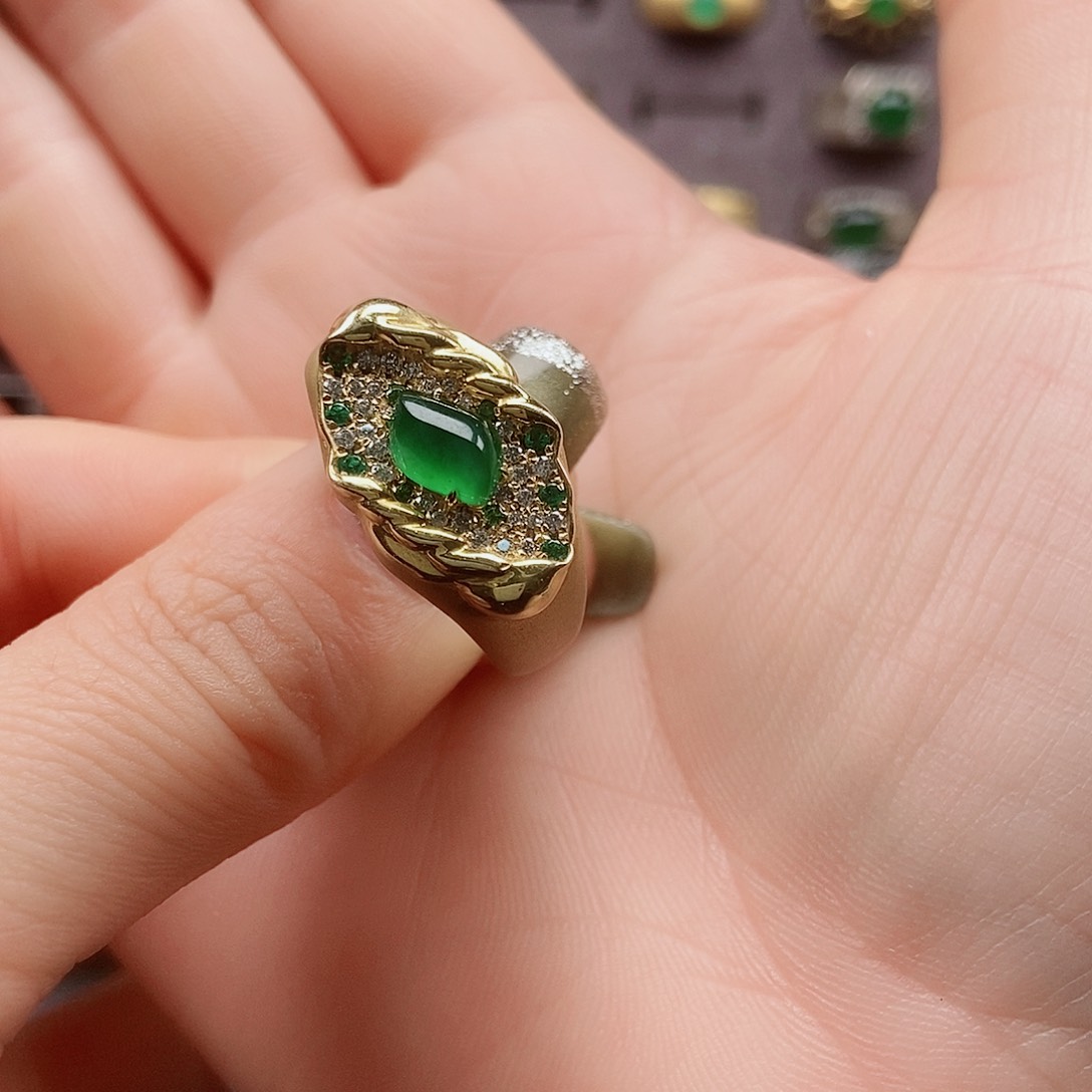 银S925镶嵌戒指翡翠用****3