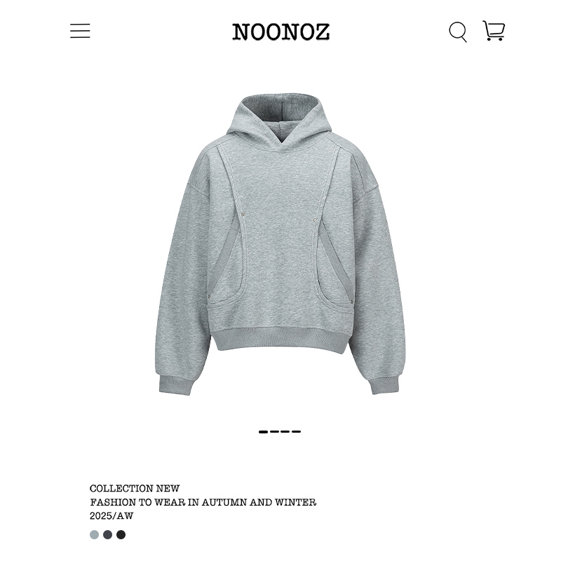 NOONOZ潮牌解构拼接连帽美式卫衣男女秋冬宽松情侣显瘦中性风帽衫