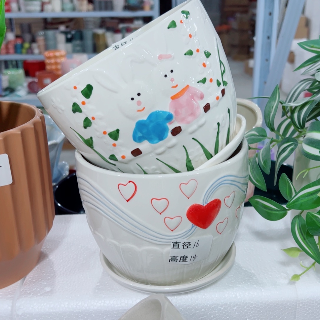 有孔，陶瓷花盆满10米包邮发货