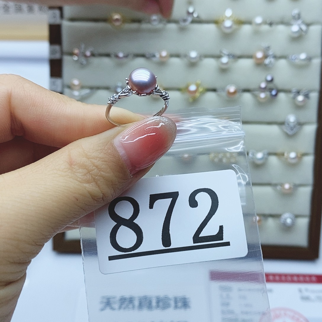 淡水珍珠戒指银S925镶嵌872