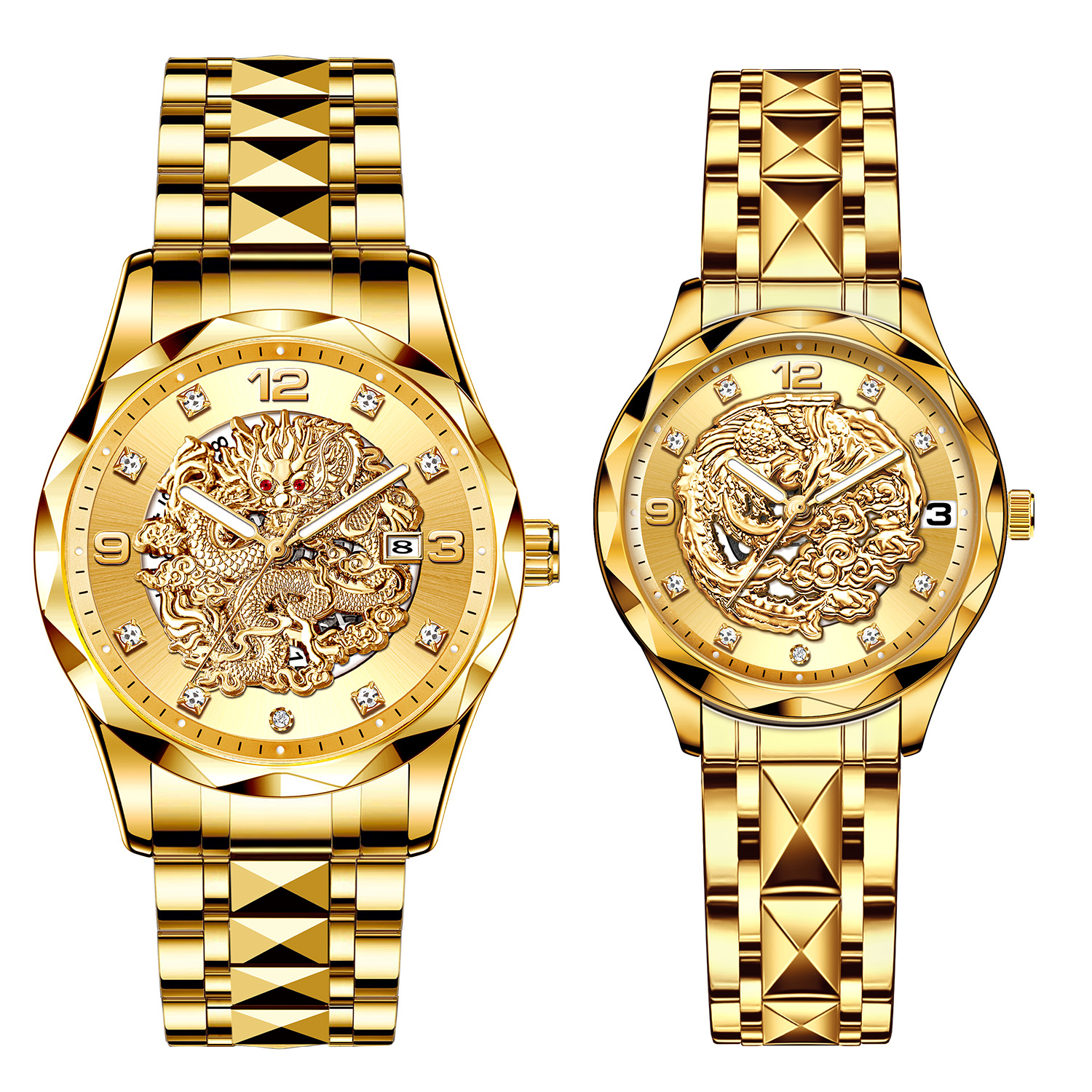 【婧选奢品】瑞士注册品牌AIYISHI爱依士龙凤呈祥系列情侣腕表-2059