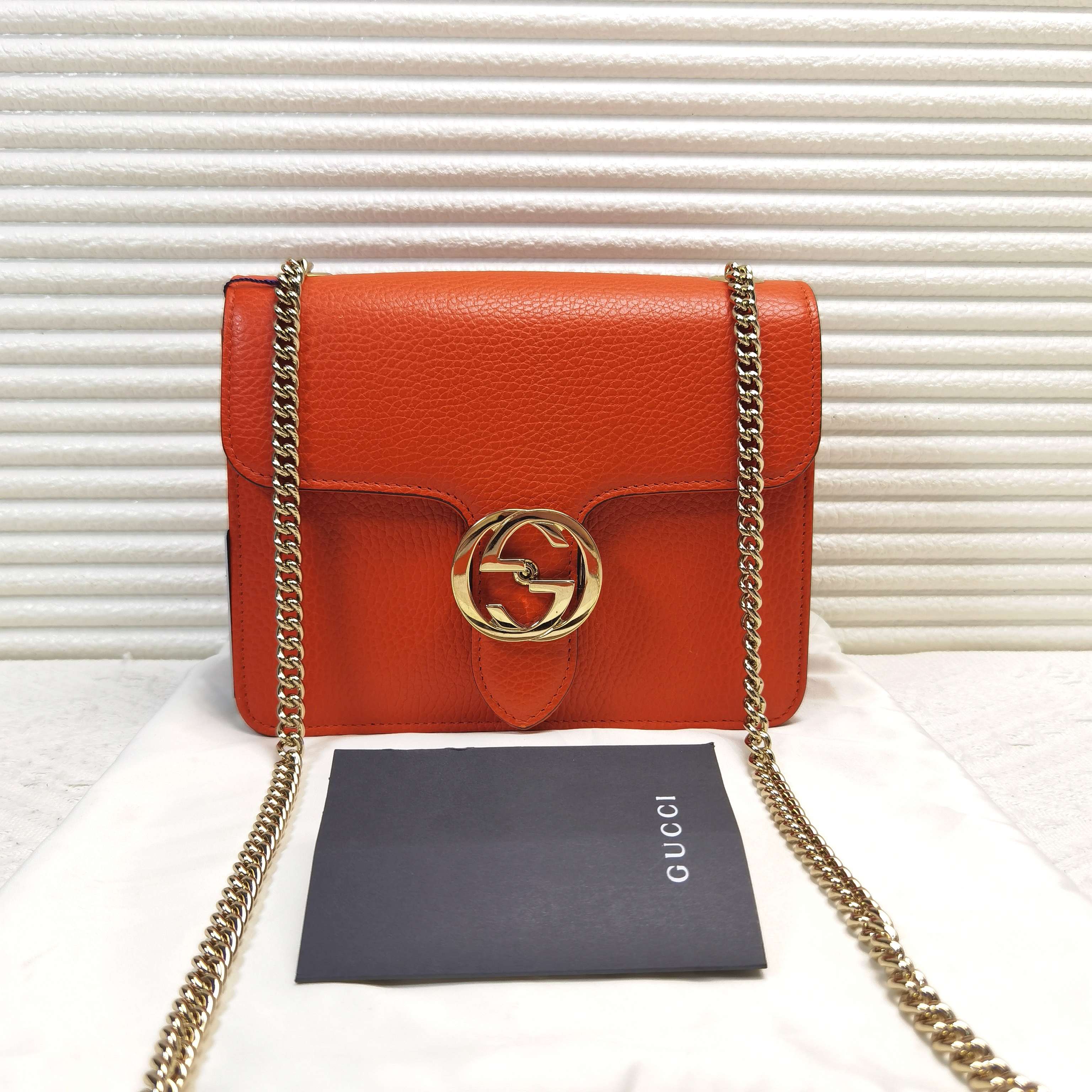 95新 GUCCI/古驰 Gucci古驰 Interlocking G 链条包斜挎包