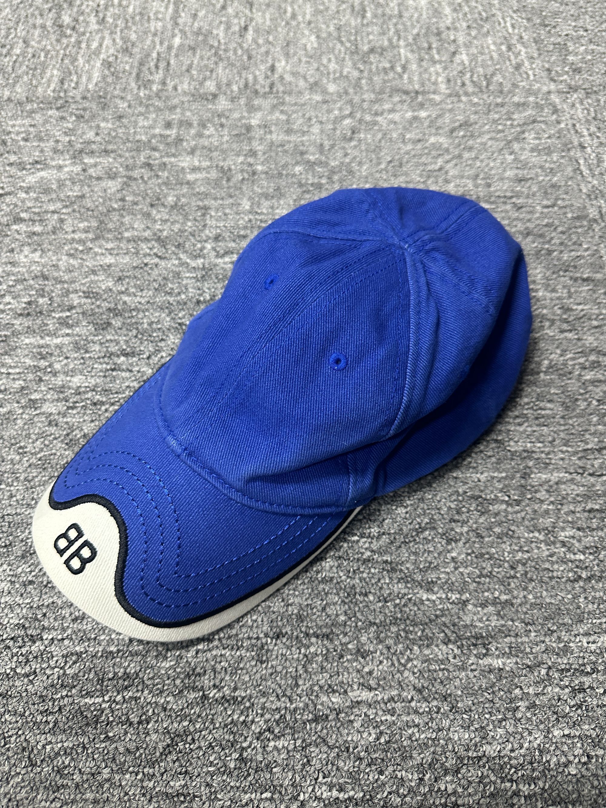 99新 Balenciaga/巴黎世家 蓝色双B刺绣鸭舌帽/L码/N0032