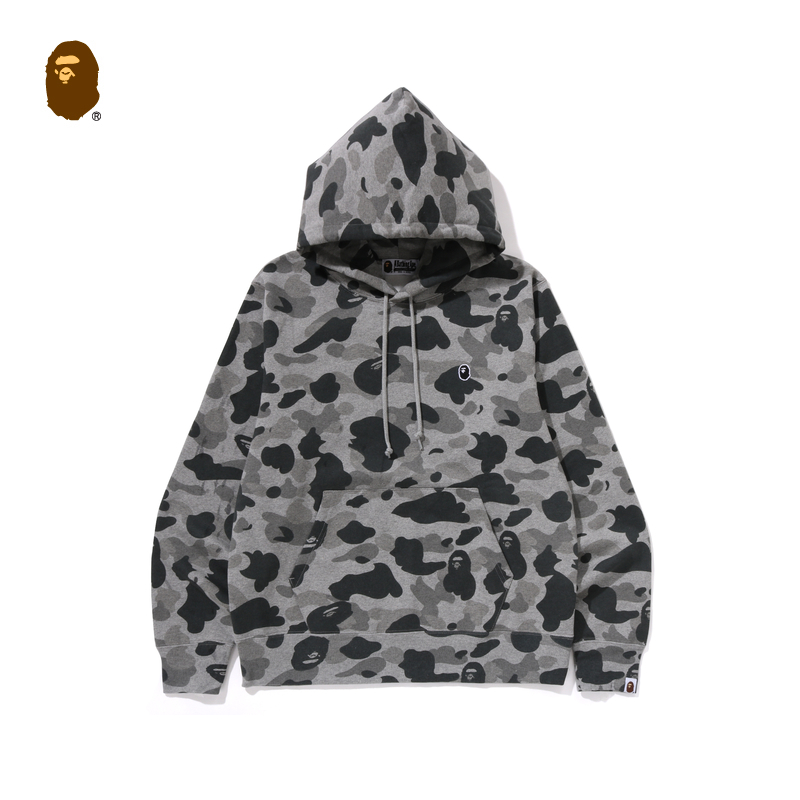 BAPE男装24秋冬猿人刺绣标满印迷彩图案连帽卫衣114004N