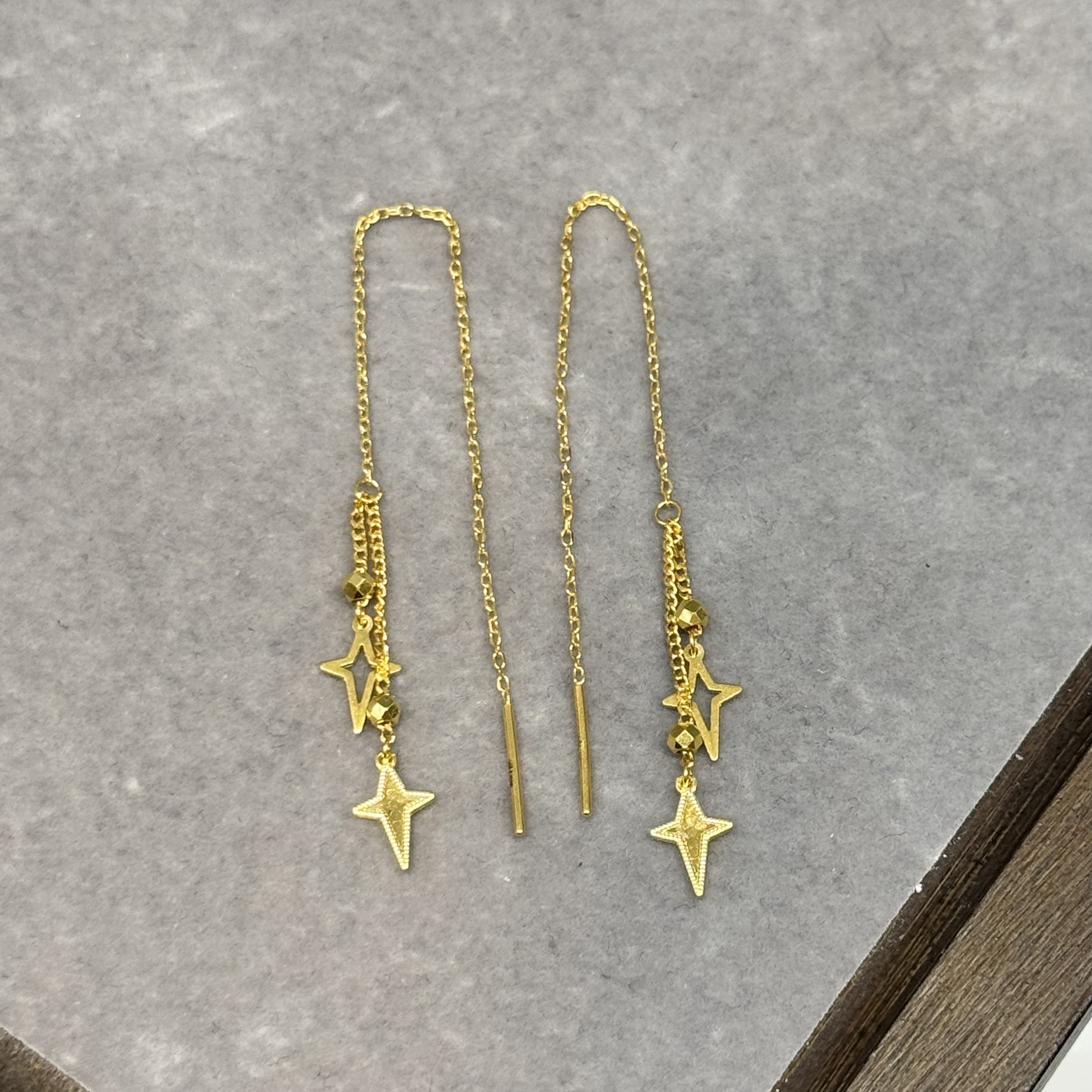 阿敏专属-E【四芒星耳线】-足金999精工5耳饰