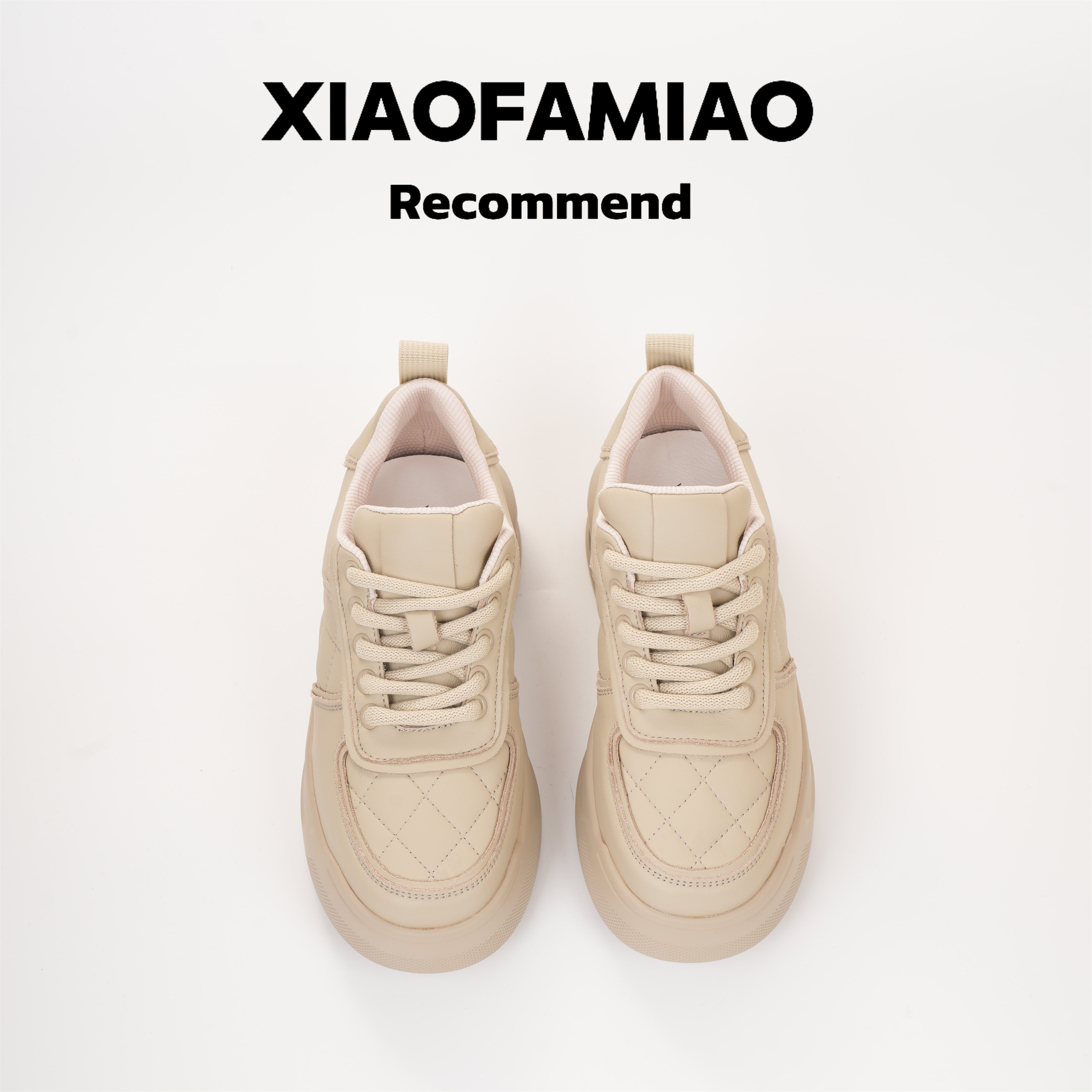 小发喵菱格纹系带休闲运动软底板鞋