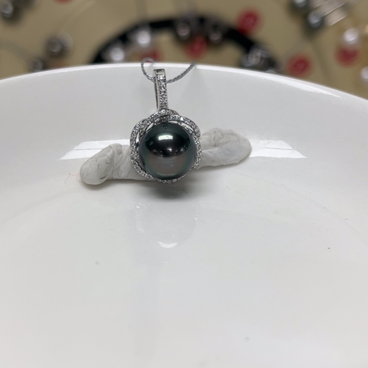 颈饰海水珍珠银S925镶嵌大溪地 9-10mm 10号