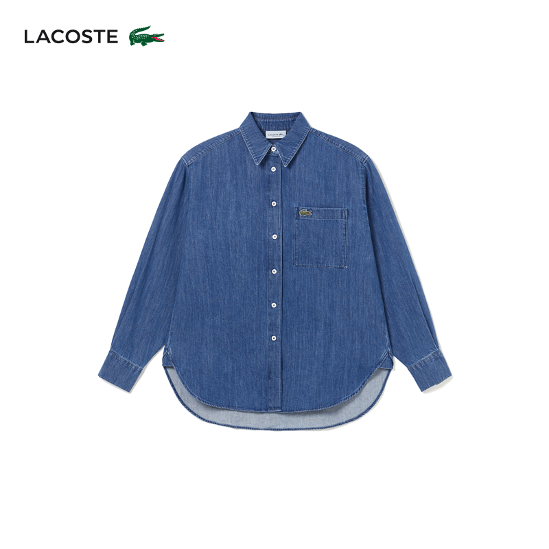 LACOSTE法国鳄鱼女装24年流休闲牛仔长袖衬衫|CF0036
