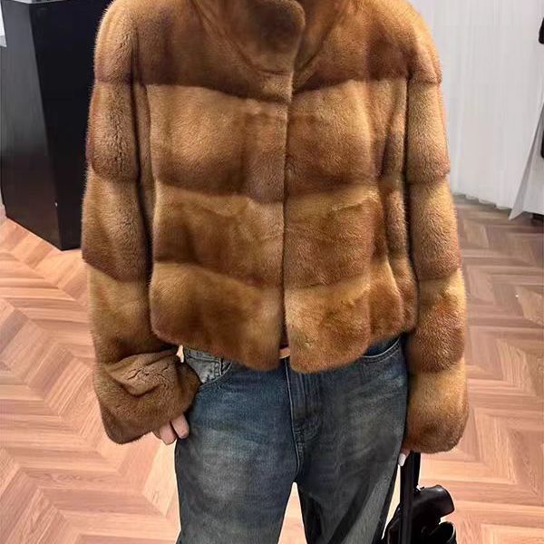 暮雪千金貂皮大衣女整貂立领横排天鹅绒进口加厚轻奢洋气外套女