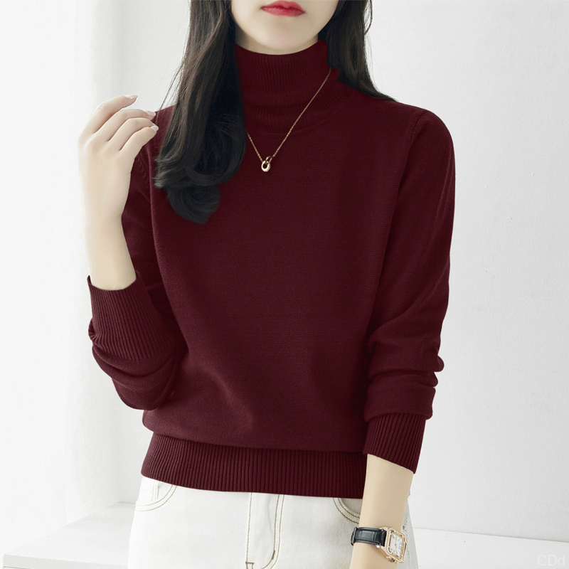 2025年秋冬季内搭长袖宽松毛衣新款时尚加厚款高领女装羊毛打底