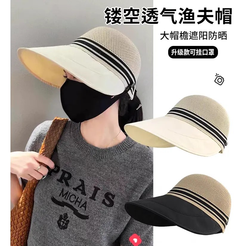大帽檐网顶鸭舌帽女春夏大头围百搭遮阳渔夫帽