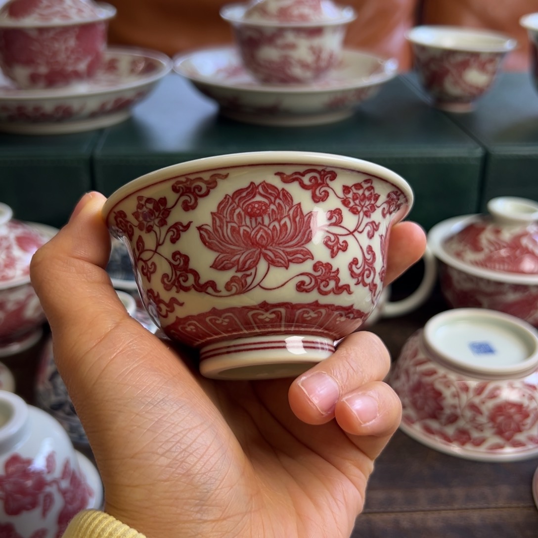 H正绎堂全红金刚莲中号压手杯