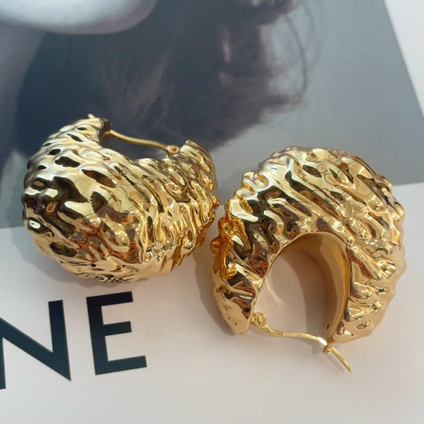 【金禧禧】18k金大耳环潮酷不规则耳扣时尚大气百搭