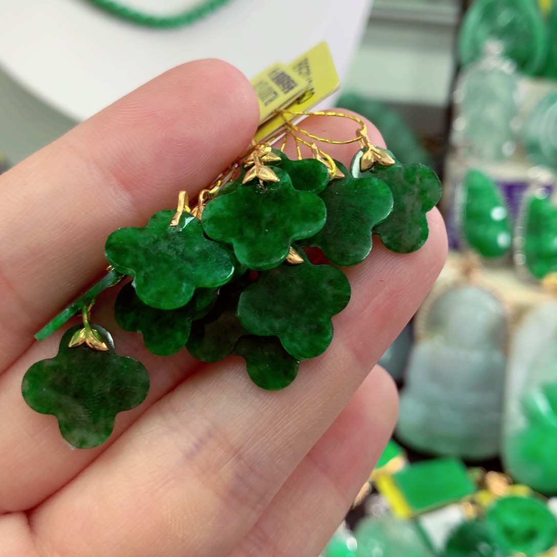 翡翠18K金镶嵌吊坠(不含链)多样性发货选其一