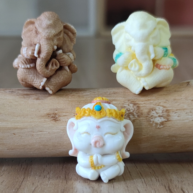 鹿角根付四臂象神文玩手串隔珠配饰三通吊坠钥匙扣手机挂件手把件