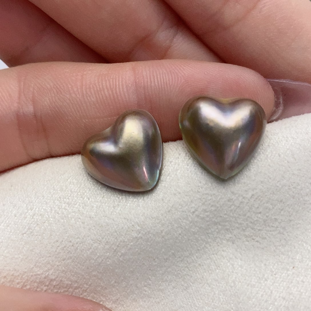 【闪购商品】拼合珍珠（马贝珠）耳饰银S925镶嵌8