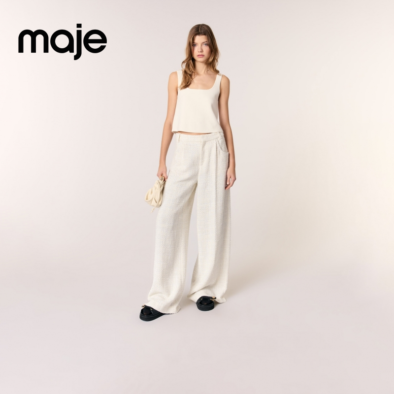 暖系穿搭|Maje2025秋冬新款女装宽松休闲裤MFPPA00692
