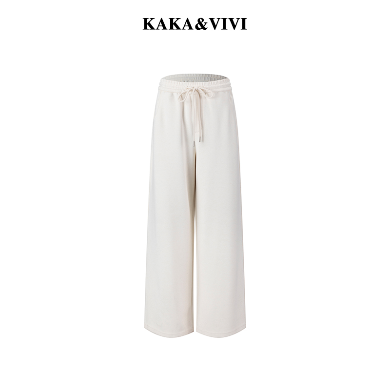 【深院】羊毛醋酸神裤-K&V加厚松紧腰抽绳阔腿裤保暖显瘦高腰休闲裤