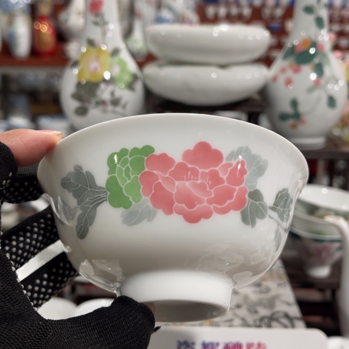 陶瓷醴陵手绘釉下五彩12厘米饭碗