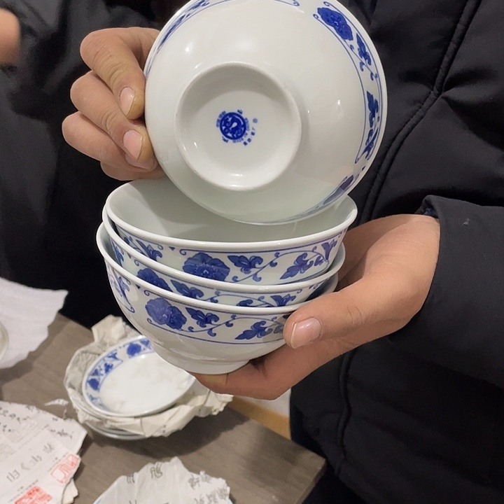 天***芳瓷片美玉翡翠瓷5英寸米饭碗4个