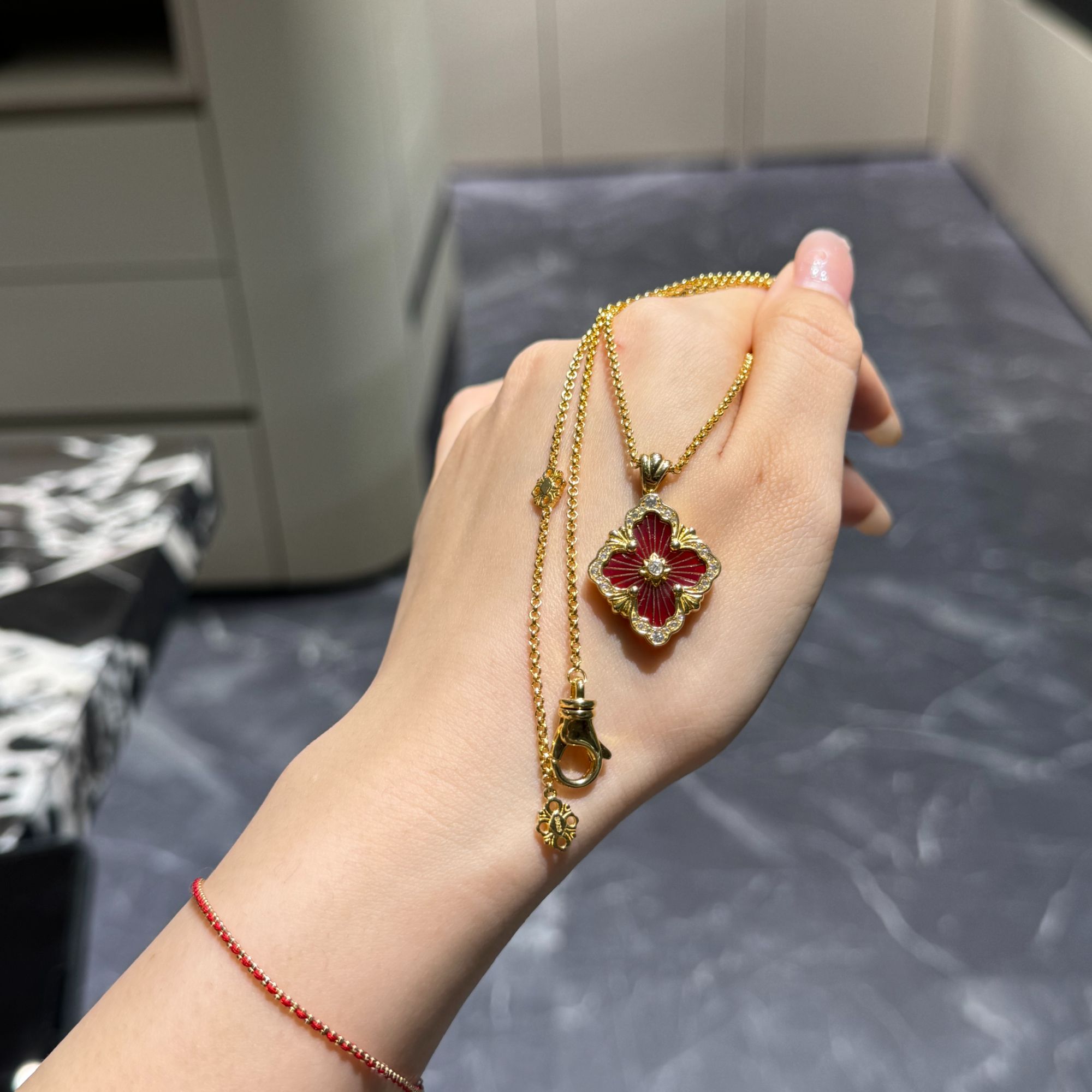 链子925银 bq吊坠（红）（多样性发其一）