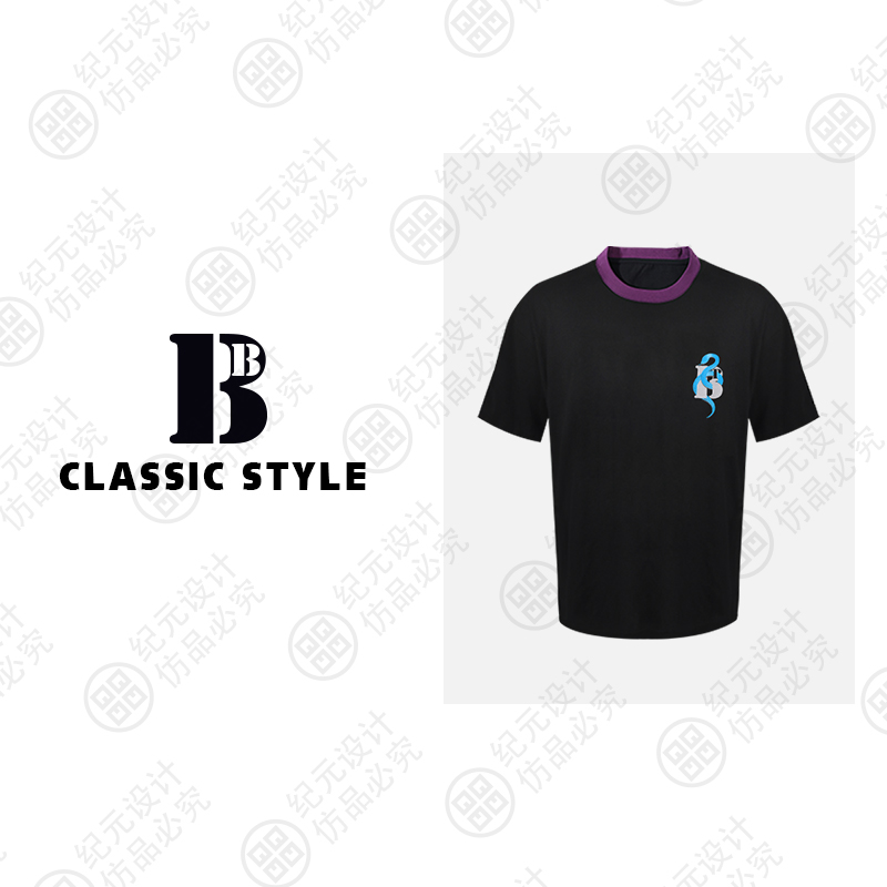 2025春夏新款刺绣图案蛇来运转潮牌短袖T恤 BLD097