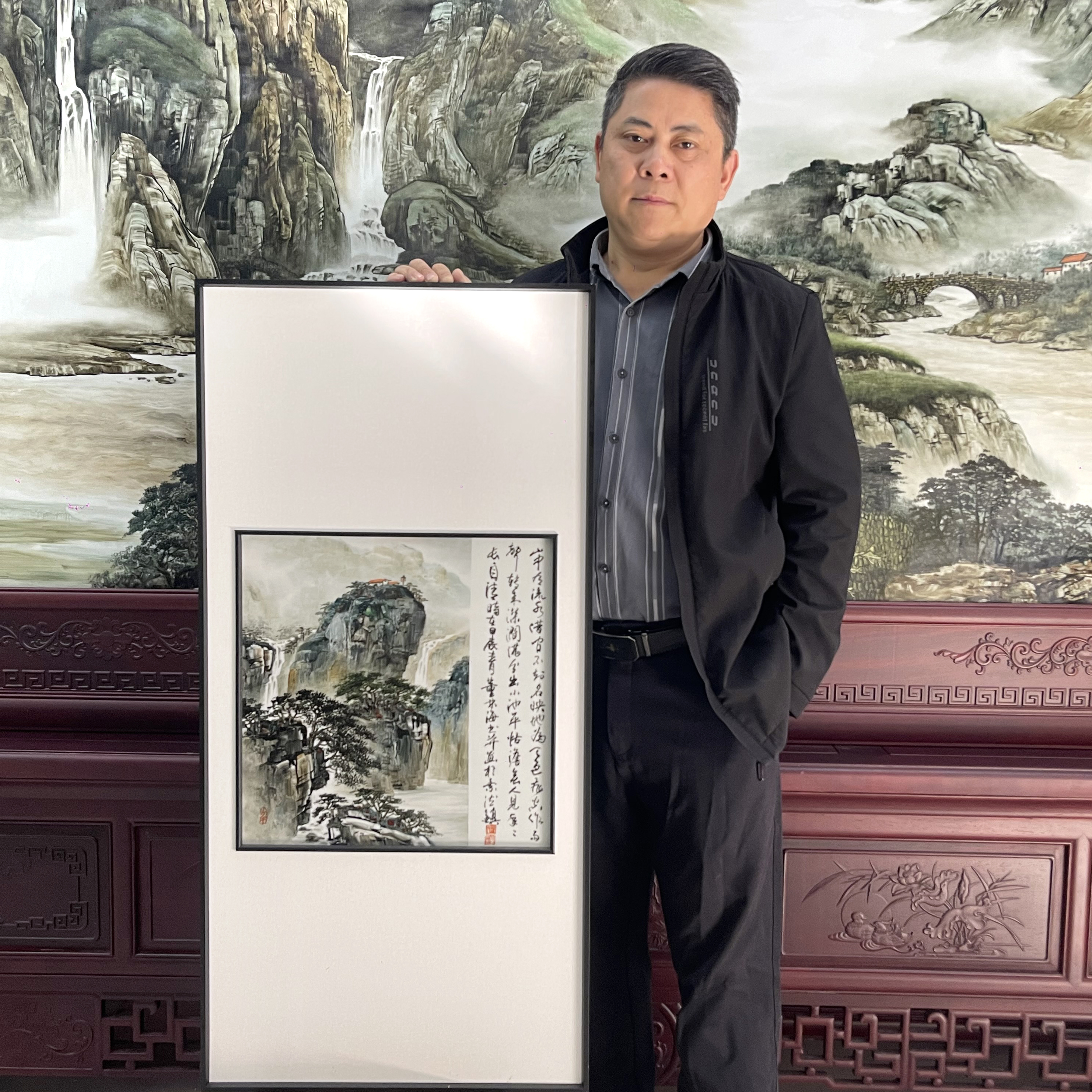 国画山水新中式古风适合玄关走廊办公室装饰