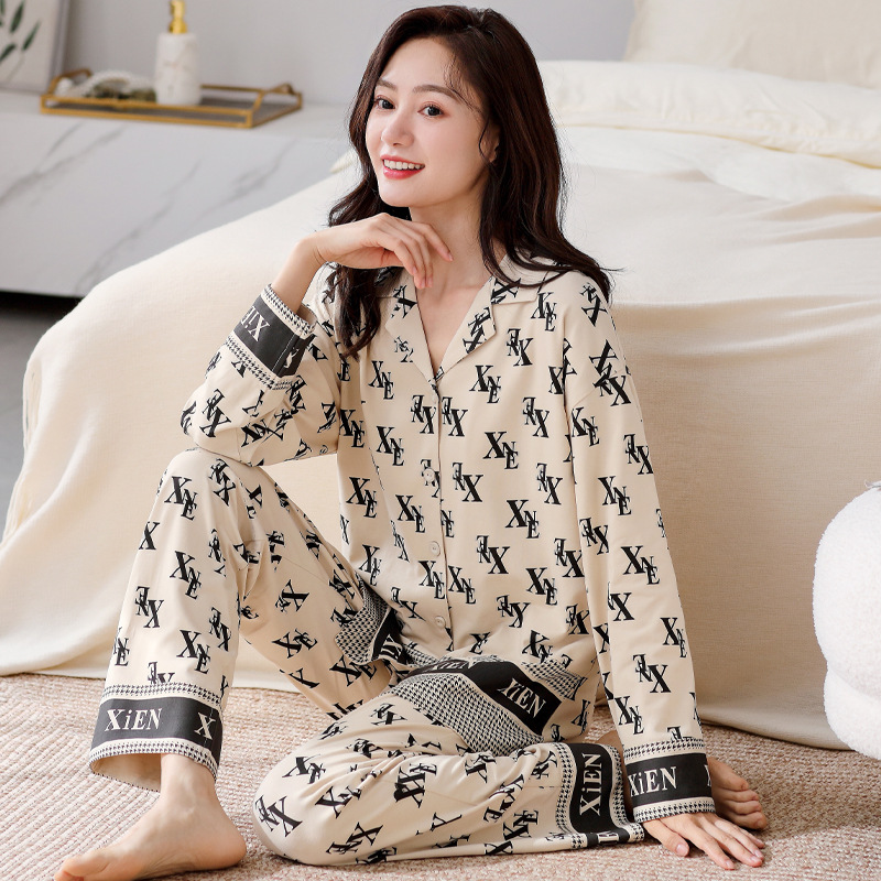 睡衣女春秋款长袖纯棉女士大码秋季家居服2025年新款秋冬薄款套装
