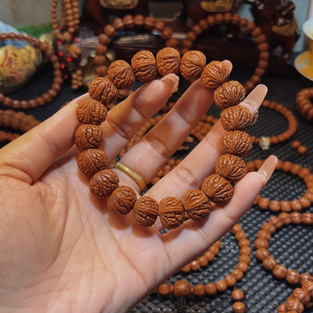 桃核手串15野生籽红皮荔枝