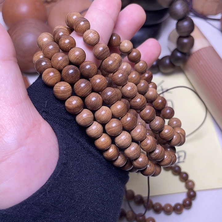 檀香木手串/手链老山檀香0.8/108黑肉横纹虎皮沉