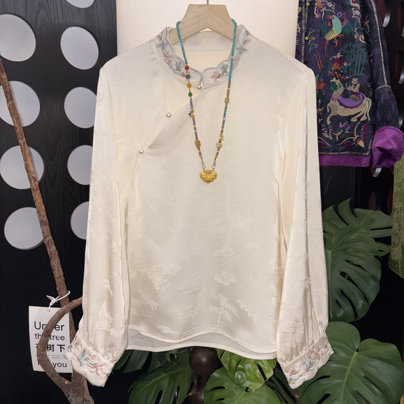 “如花 ” 刺绣衬衫 温婉新中式重工长袖百搭时尚复古上衣
