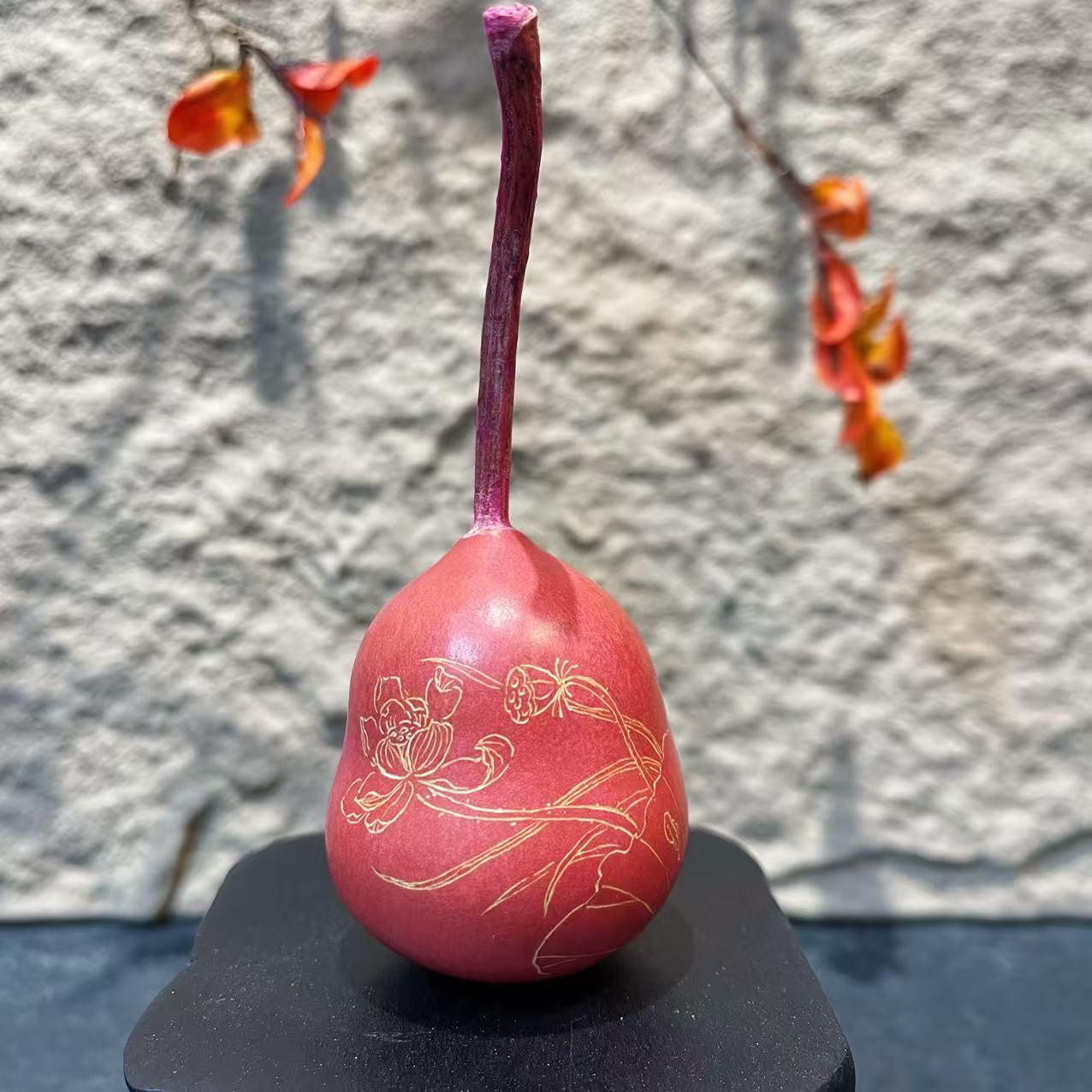 非遗大漆手工雕刻天然葫芦文玩福禄摆件天然葫芦