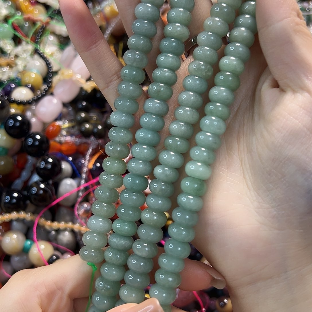 玛瑙/玉髓未镶嵌珠宝半成品卡10绿东陵算盘一条