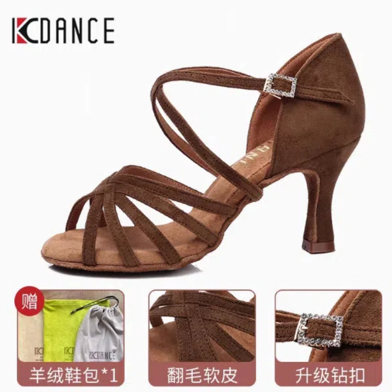KCDANCE新款舞蹈鞋女拉丁舞鞋成人教师软底中高跟专业交谊跳舞鞋