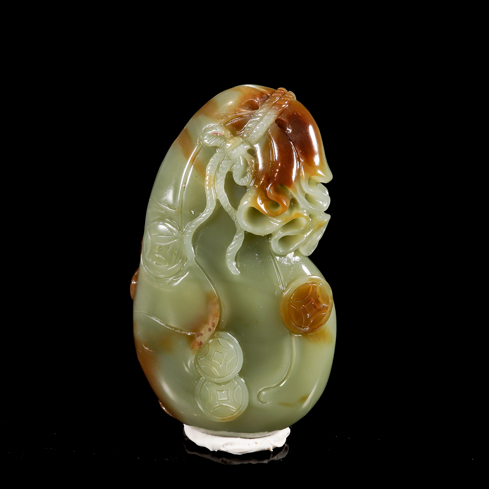 LOT.031和田玉雕五鼠送财把件/X2984