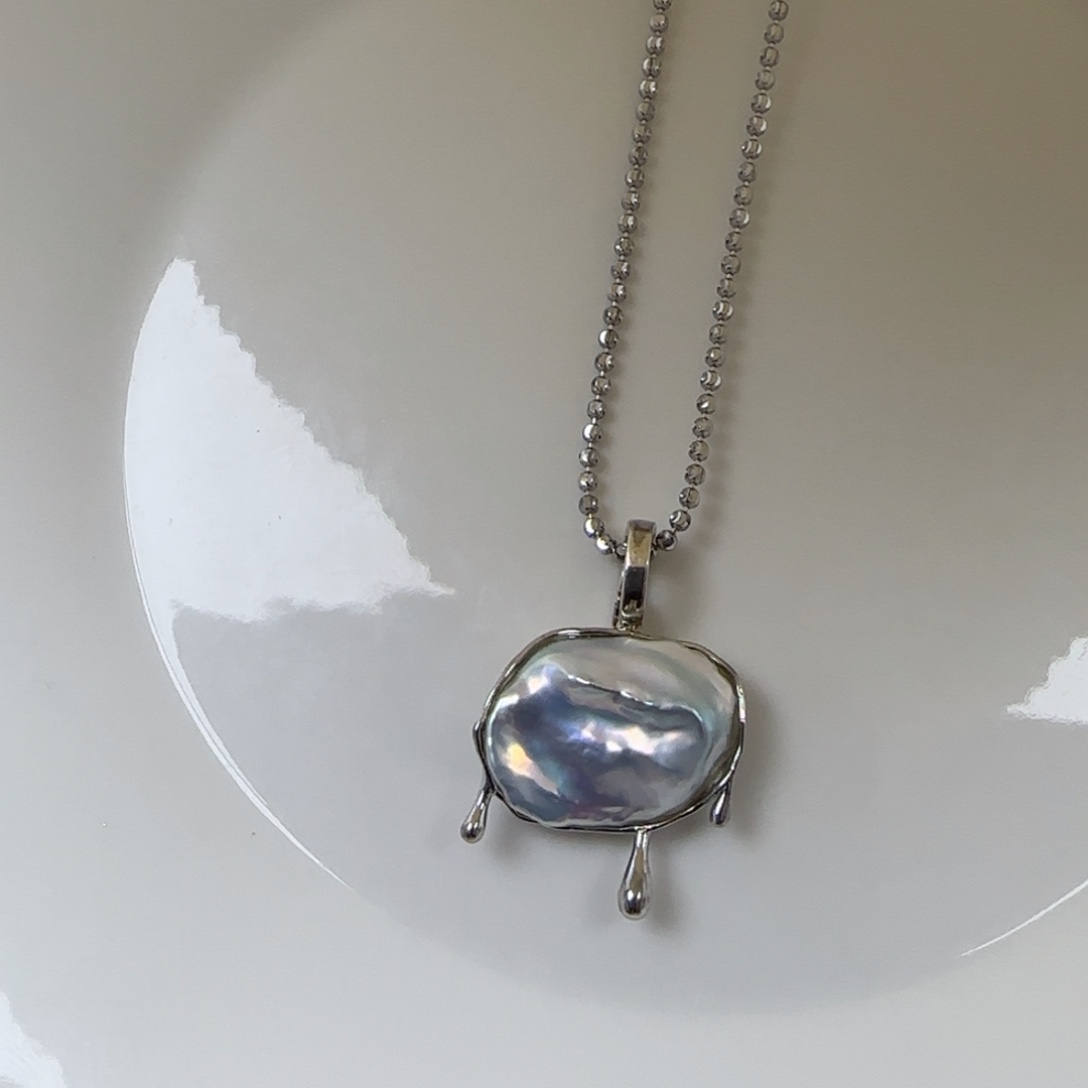 淡水珍珠银S925镶嵌吊坠(不含链)