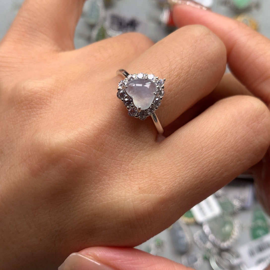 翡翠银S925镶嵌戒指戒指