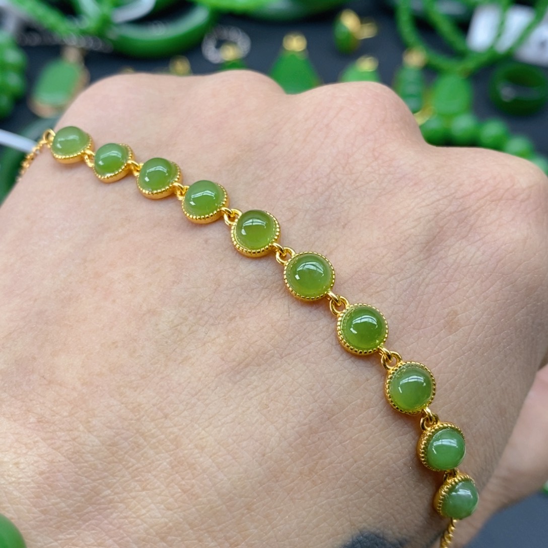 和田玉（碧玉）耳饰银S925镶嵌