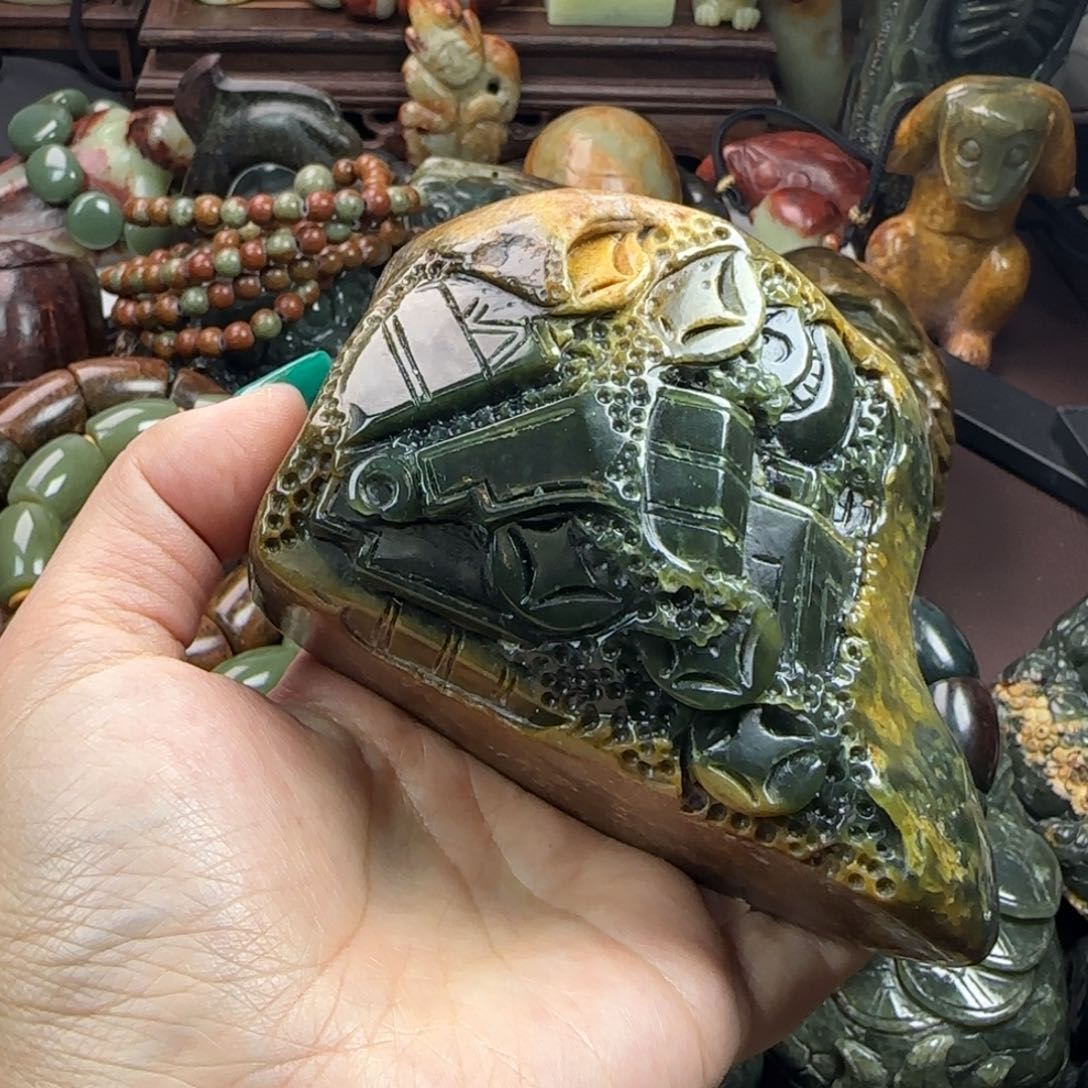 岫岩河磨玉（透闪石质玉）手把未镶嵌