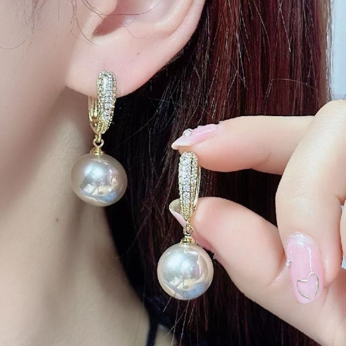 法式复古高级感轻奢珠珠耳环女赫本气质港风-612