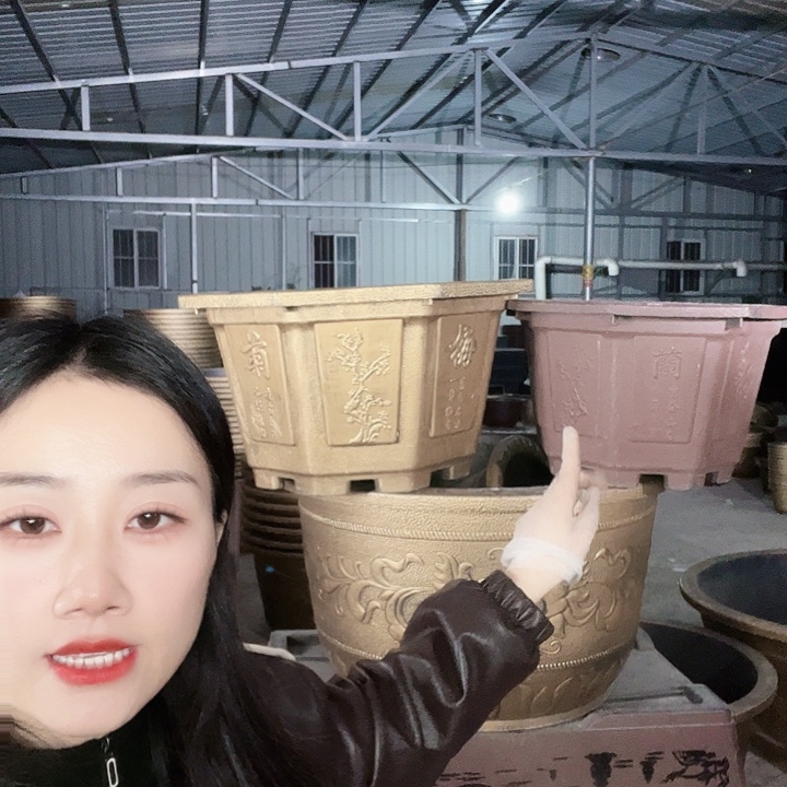 紫砂色八角50花盆有孔2个