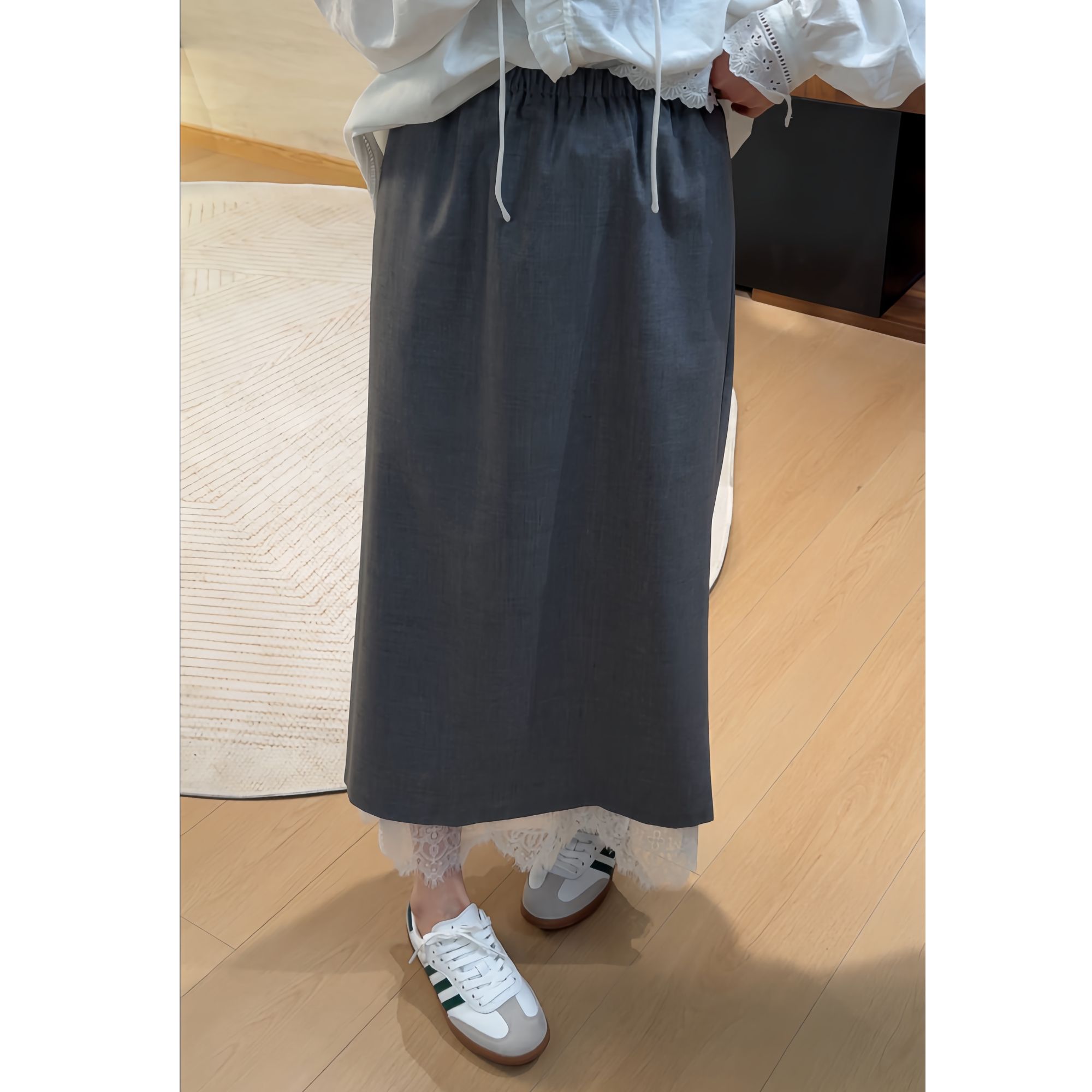 设计感时尚小众简约休闲百搭春季新款花边半身裙LL20071