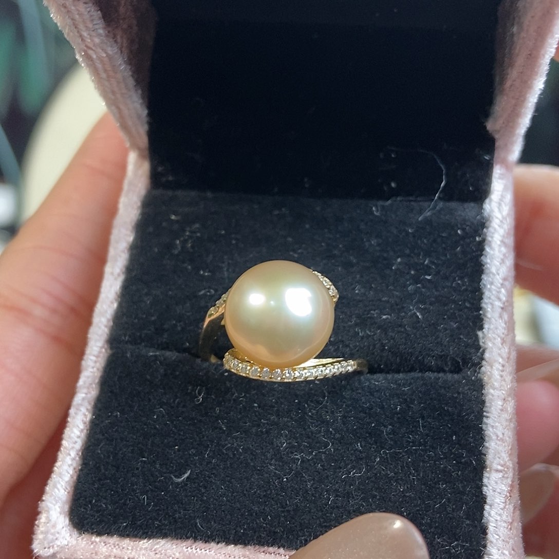 海水珍珠戒圈银S925镶嵌