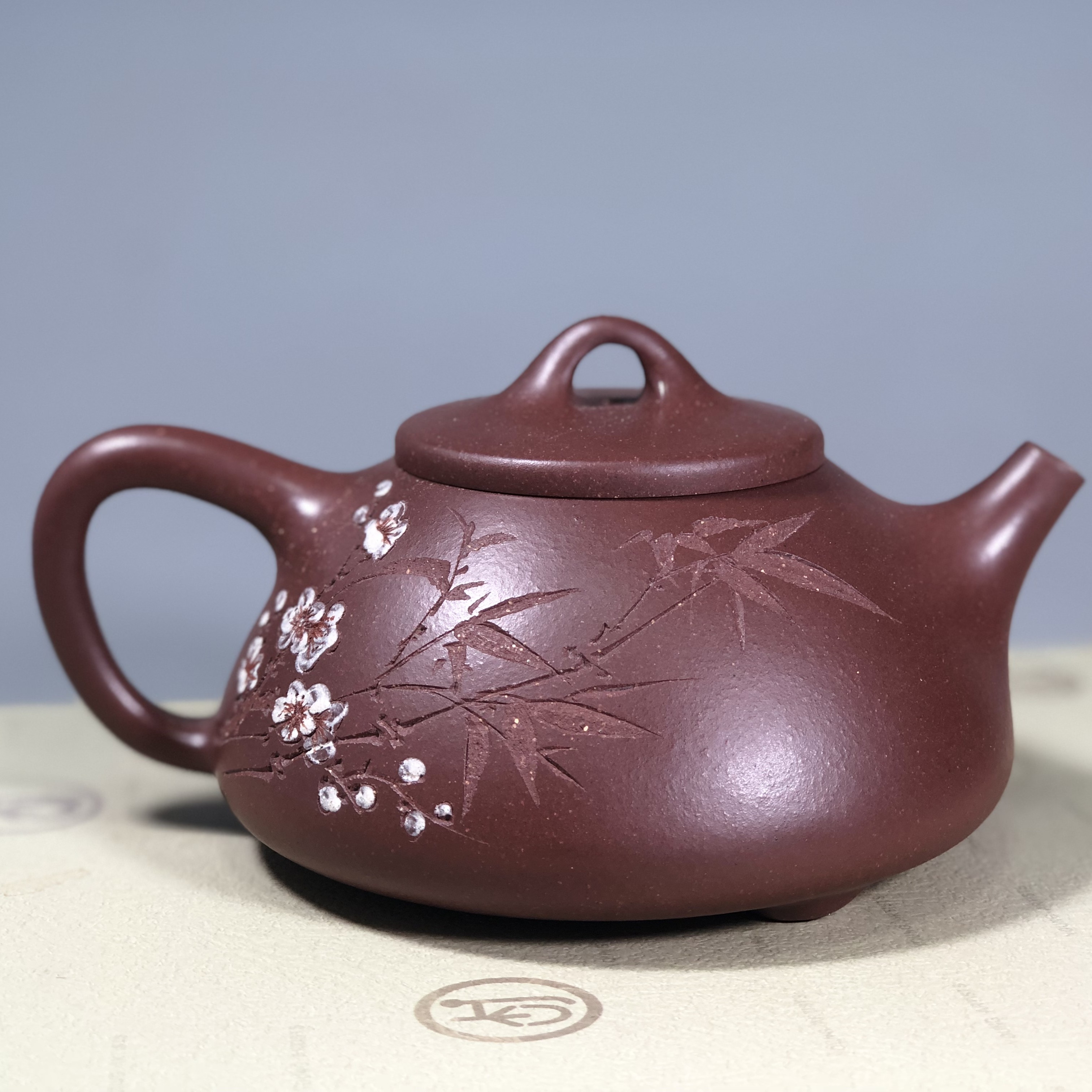 龙窑茗子冶石瓢底槽清老清水原矿手工精工刻绘紫砂壶家用泡茶茶具