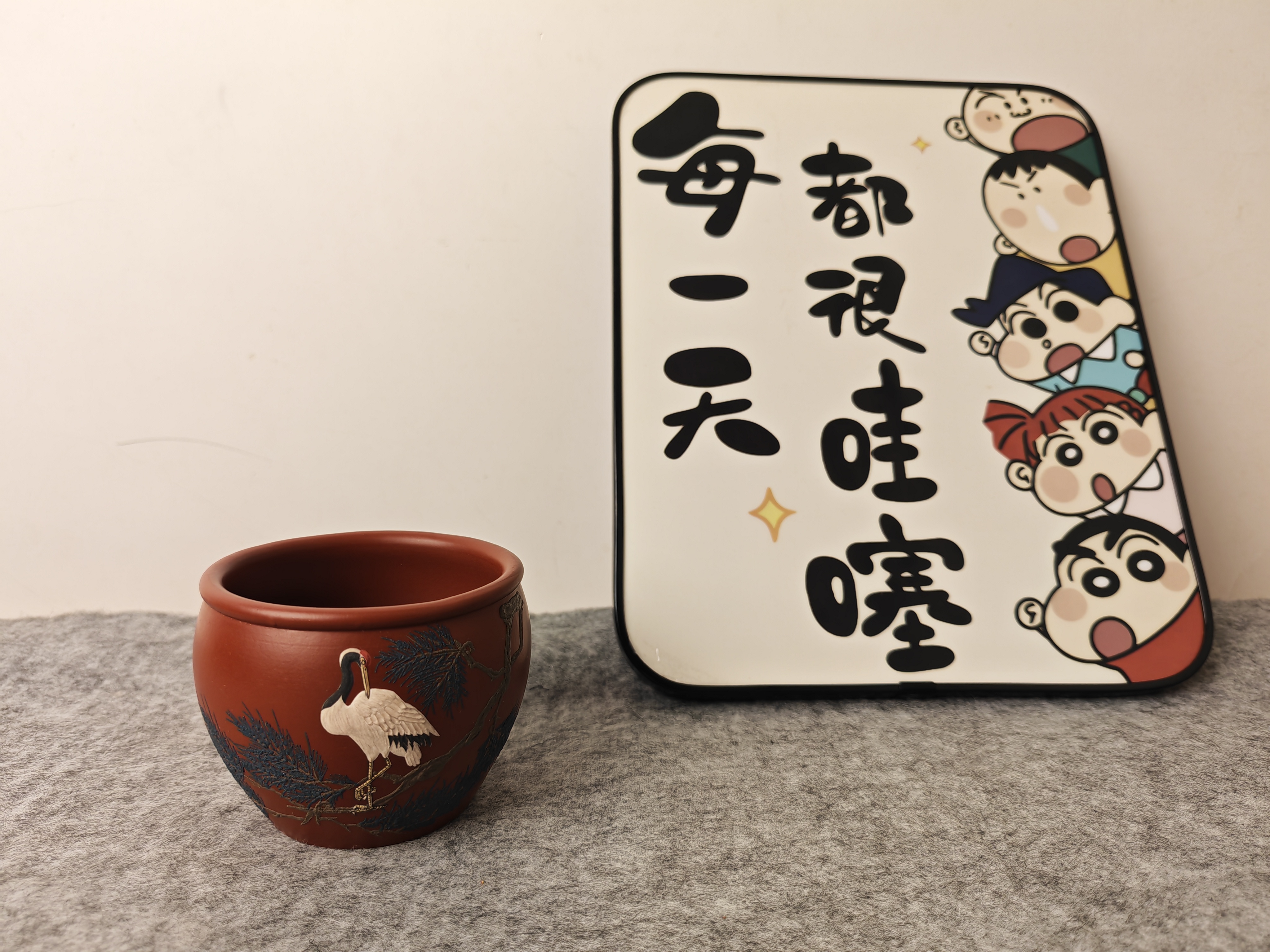 【一把砂器】宜兴原矿大红袍主人杯仙鹤系列手工泥绘款160cc