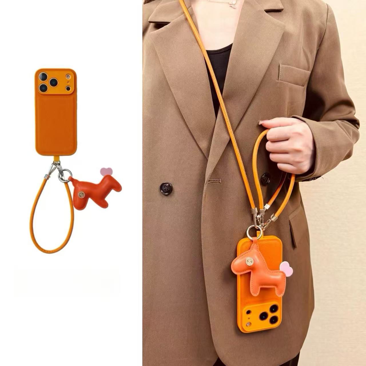 高级感星宇橙色小马挂件适用iphone17pro手机壳苹果16pro新15pro