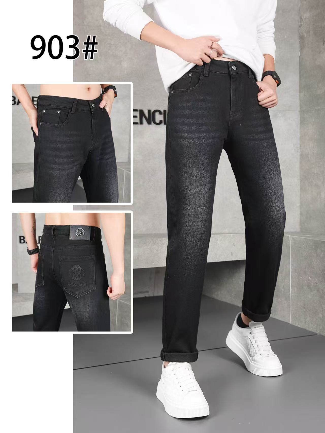 903冬季新款男士欧货小直筒牛仔裤